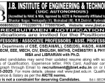 Teaching Jobs 2025 at J.B Institute of Engineering and Technology, Hyderabad