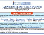 Jaypee University Anoopshahr, Bulandhshahr Wanted Professor/ Associate Professor/ Assistant Professor