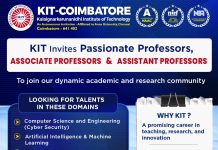 KIT Coimbatore Faculty Recruitment 2025 | Assistant, Associate Professor & Professor Jobs