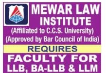 Mewar Law Institute, Ghaziabad Wanted Faculty