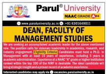 Parul University, Vadodara Wanted Dean