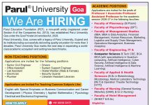Parul University, Goa Wanted Professor, Associate Professor & Assistant Professor