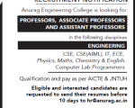 Anurag Engineering College, Suryapet Wanted Professor/Associate Professor/Assistant Professor