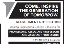 Anurag Engineering College, Suryapet Wanted Professor/Associate Professor/Assistant Professor