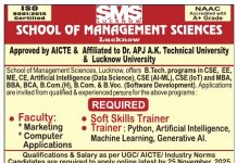 School of Management Sciences, Lucknow Wanted Professor/ Associate Professor/ Assistant Professor
