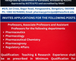 The Oxford College of Pharmacy, Bengaluru Wanted Faculty