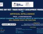 3-Day Fast Track FDP on Artificial Intelligence and Machine learning | SSIET, Chennai