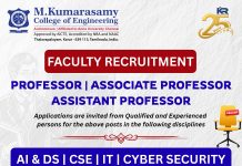 Faculty Recruitment 2026 | M.Kumarasamy College of Engineering (Autonomous)