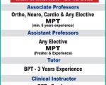 The Kavery Physiotherapy College, Salem Wanted Assistant/Associate Professor, Tutor and Clinical Instructor