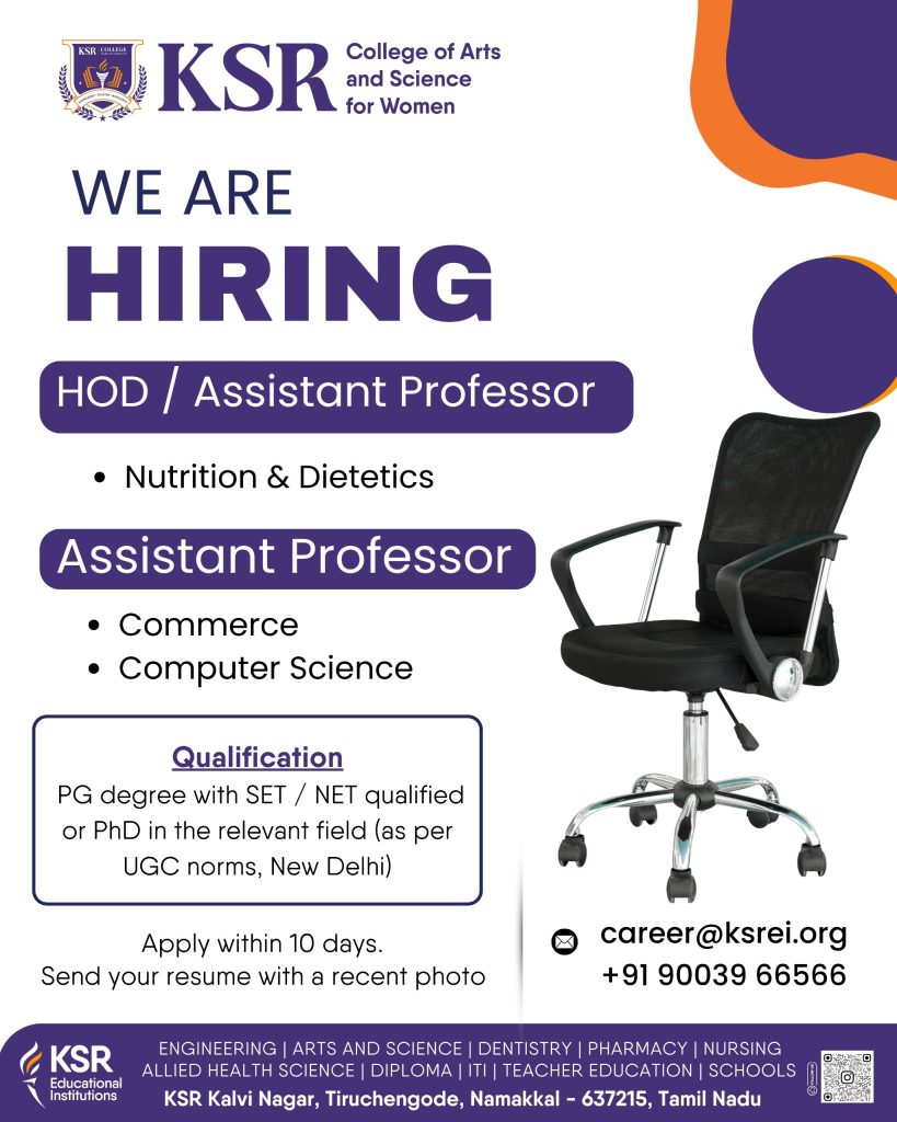 KSR Educational Institutions, Tiruchengode | HOD & Assistant Professor ...