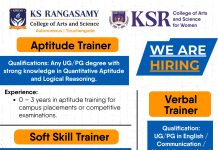 K.S.R Educational Institutions Wanted Aptitude Trainers
