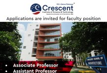 Faculty Positions at B.S. Abdur Rahman Crescent Institute of Science and Technology, Chennai