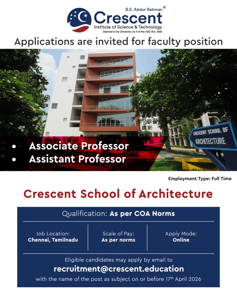 Faculty Positions at B.S. Abdur Rahman Crescent Institute of Science ...