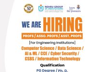 Nehru Group of Institutions (Engineering), Coimbatore Wanted Faculty for CSE Streams