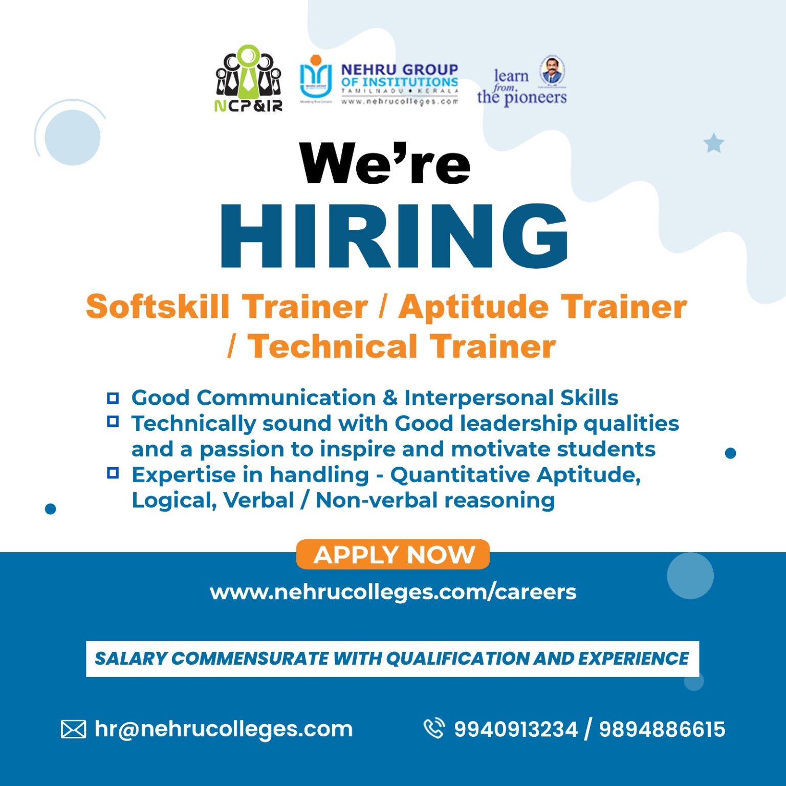 Faculty Jobs at Nehru Group of Institutions, Coimbatore | FacultyPlus