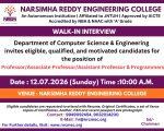 Narsimha Reddy Engineering College, Hyderabad (Walk-in on 12th July 2026)