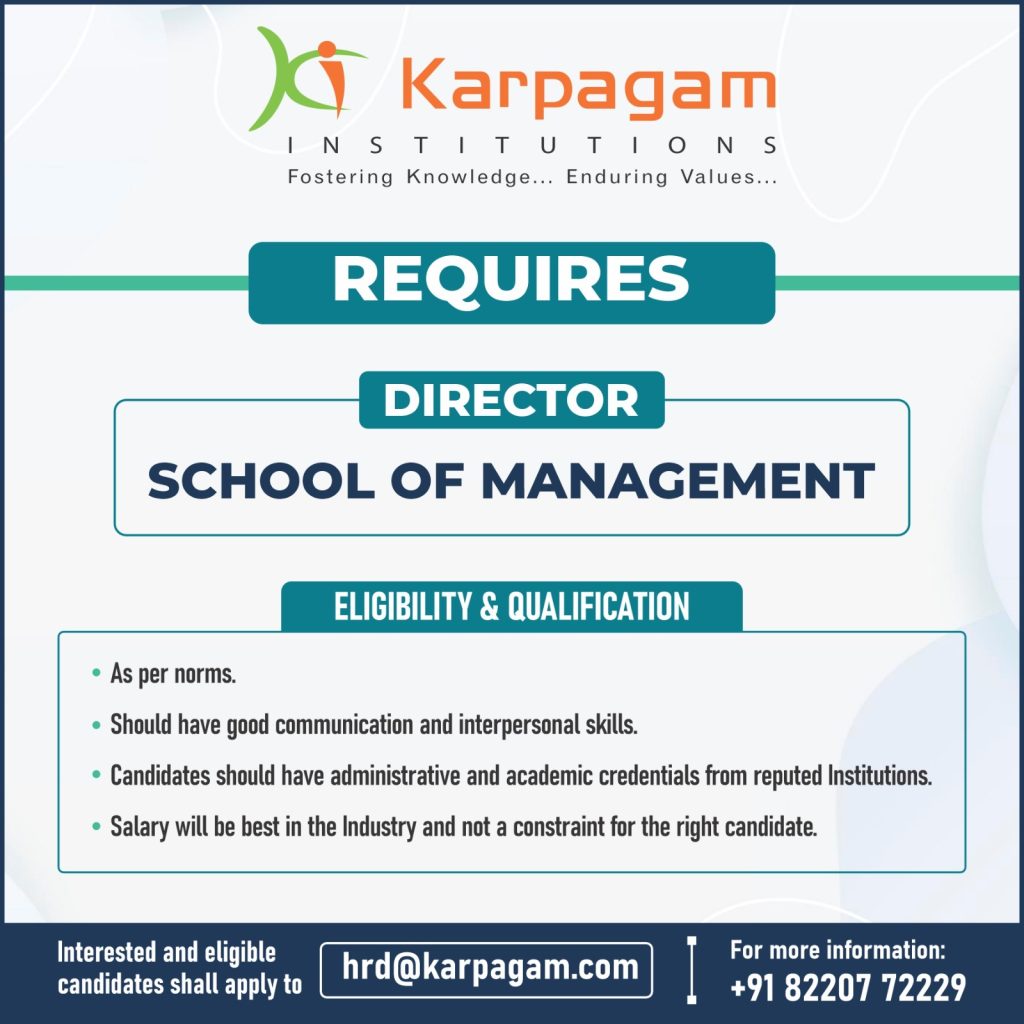 Karpagam Institutions, Coimbatore Wanted Director/HOD | FacultyPlus