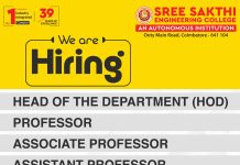 HOD, Professor, Associate Professor, Assistant Professor Jobs in Sree Sakthi Engineering College, Coimbatore