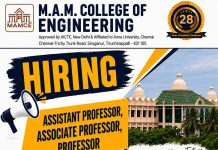 Faculty Recruitment at M.A.M. College of Engineering, Tiruchirappalli