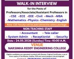 Walk-in Interview at Narsimha Reddy Engineering College, Hyderabad – 2026 Recruitment