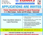 Trainer (Quantitative Aptitude & Logical Reasoning) Jobs at Vignan’s Foundation, Guntur