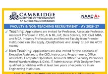 Faculty Recruitment at Cambridge Institute of Technology, Bengaluru