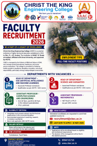 Assistant Professor and HOD Jobs at Christ the King Engineering College ...