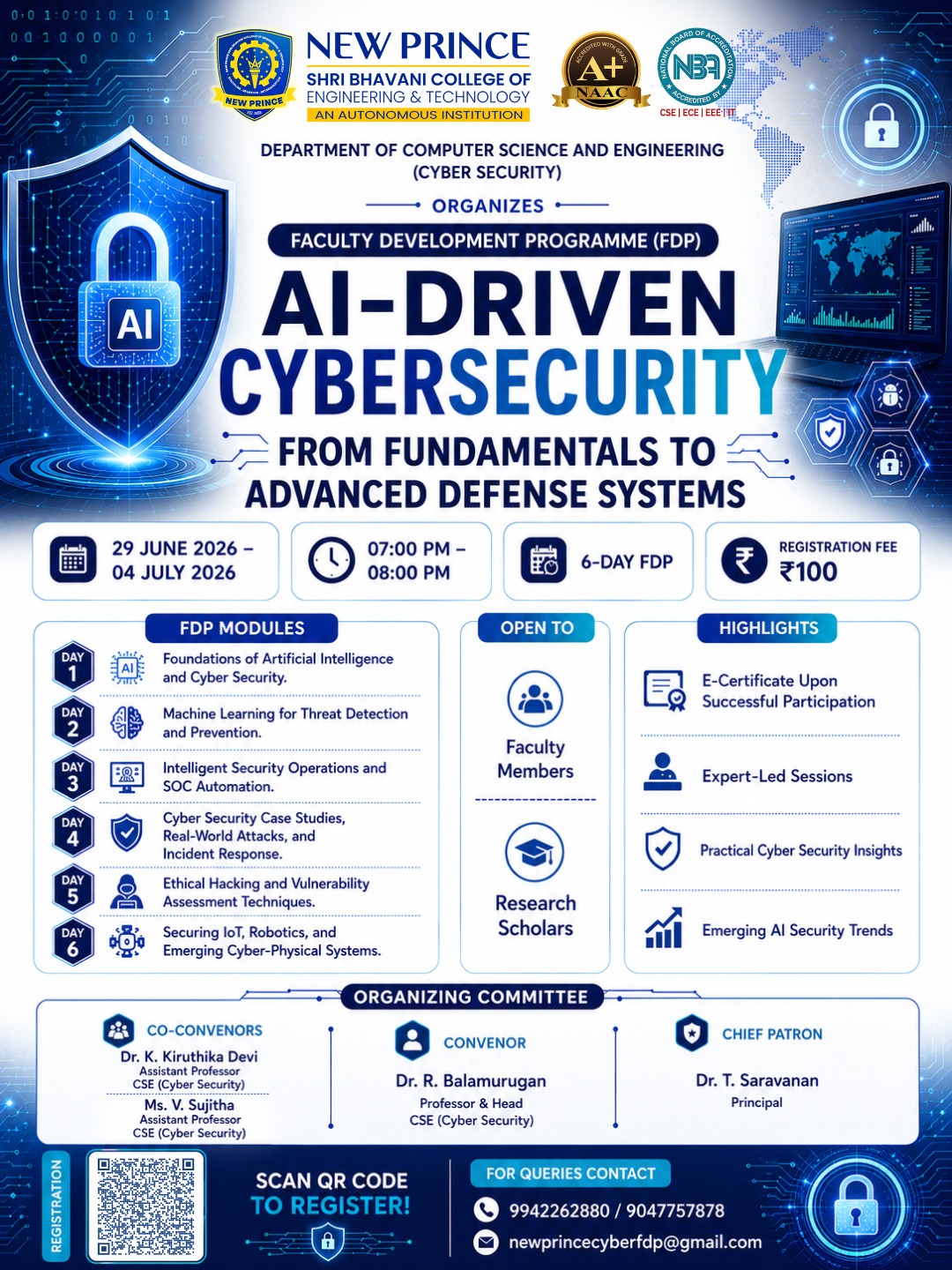 FDP on AI-Driven Cybersecurity at New Prince Shri Bhavani College of ...