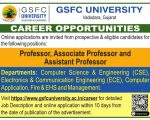 Faculty Recruitment at GSFC University, Vadodara