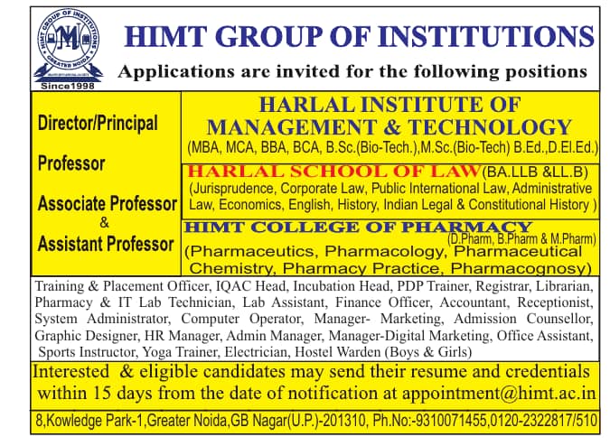 Faculty Jobs at HIMT Group of Institutions, Greater Noida | FacultyPlus