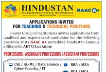 Faculty Recruitment at Hindustan College of Science & Technology, Mathura