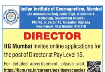 Director Recruitment 2026 – Indian Institute of Geomagnetism, Navi Mumbai