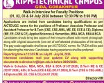 KIPM Technical Campus Gorakhpur Faculty Recruitment 2026: Walk-in Interview for Professor, Associate Professor and Assistant Professor Posts