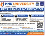 Faculty Recruitment at MNR University, Sangareddy