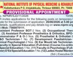 Faculty Recruitment at National Institute of Physical Medicine & Rehabilitation, Thrissur