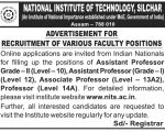 Faculty Recruitment at National Institute of Technology Silchar, Cachar