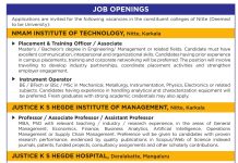 Faculty Recruitment at Nitte Deemed to be University, Karkala and Mangaluru