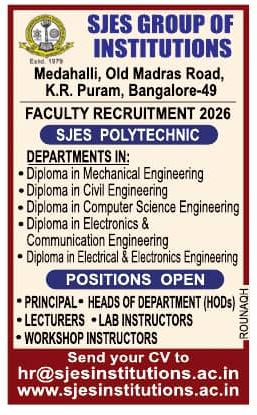 SJES Polytechnic Faculty Recruitment 2026, Bangalore | FacultyPlus
