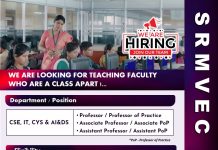 Teaching Vacancies 2026 – SRM Valliammai Engineering College, Kancheepuram