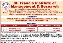 Faculty Recruitment at St. Francis Institute of Management & Research, Mumbai