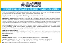 Faculty Recruitment at Cambridge Institute of Technology North Campus, Bengaluru