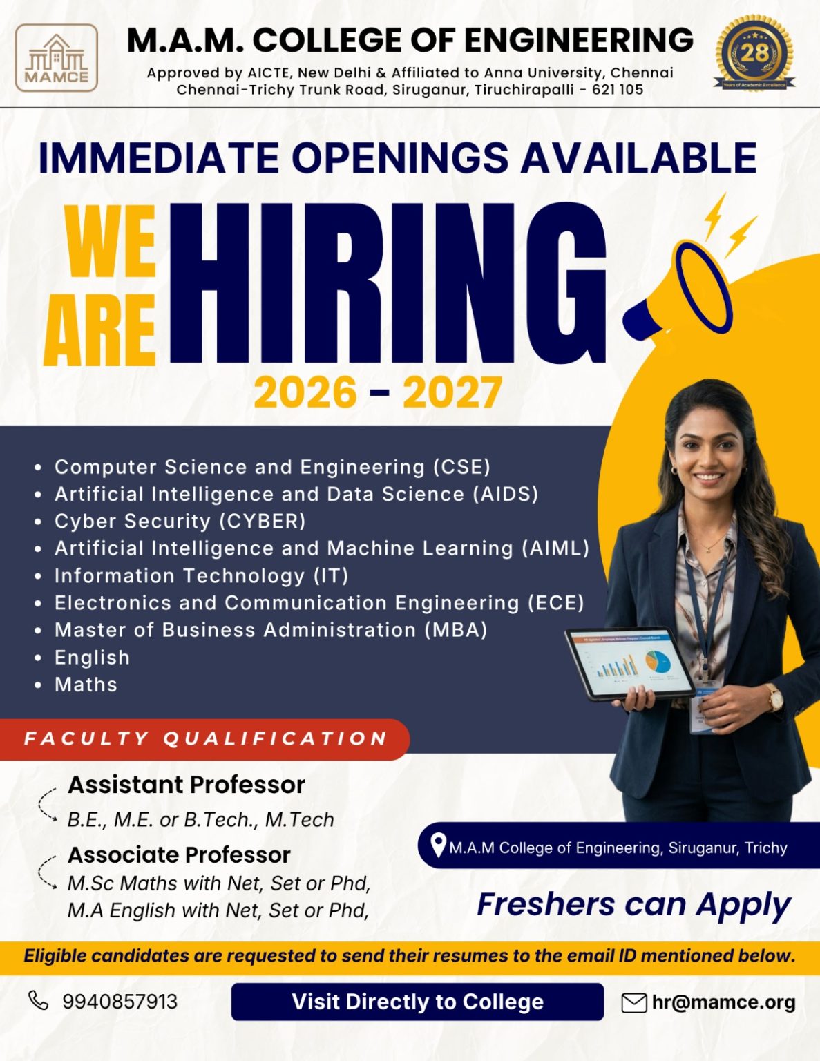 Faculty Hiring 2026 – M.A.M. College of Engineering, Siruganur ...