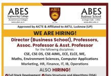 ABES Business School Faculty Recruitment 2026, Ghaziabad