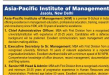 Asia-Pacific Institute of Management (AIM) Jasola, New Delhi Recruitment 2026 – Multiple Faculty and Administrative Jobs Vacancy