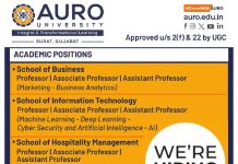 Auro University, Surat Faculty Recruitment 2026 – Professor, Associate Professor and Assistant Professor Vacancy Auro University, Surat Faculty Recruitment 2026 – Professor, Associate Professor and Assistant Professor Vacancy