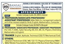 Faculty Recruitment at Sushila Devi Bansal College, Indore