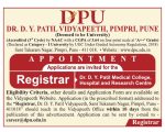 Dr. D. Y. Patil Vidyapeeth, Pimpri, Pune Registrar Recruitment 2026 – Registrar Vacancy