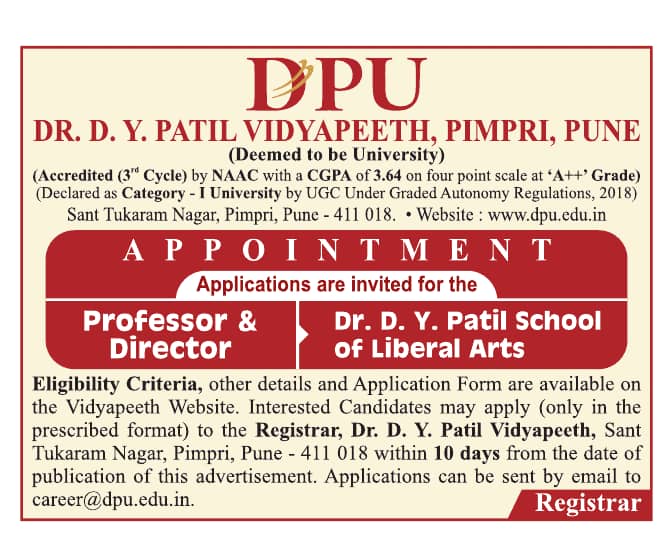 Dr. D. Y. Patil Vidyapeeth Pune Professor & Director Recruitment 2026