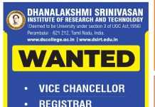 Academic Recruitment at Dhanalakshmi Srinivasan Institute of Research and Technology, Perambalur