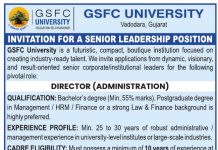 GSFC University Recruitment 2026 – Apply for Director (Administration) Post, Vadodara